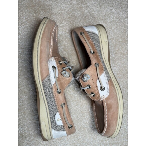 Sperry Songfish Women’s 9M Tan Leather Boat Shoes Loafers Oat Linen - Picture 5 of 7